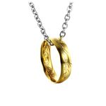 Hilufiet Engraved Lord of Rings Pendant Necklace Gold Plated Pendant for Fans Cosplay Costume Jewelry, Metal