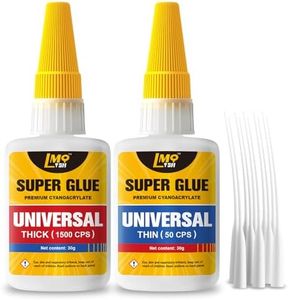Super Glue Thin and Thick Liquid CA Glue Clear 60 Gram, All Purpose Superglue Cyanoacrylate Adhesive for Shoe Repair Ceramic Plastic Leather Glass Model Metal Wood Pottery Porcelain, Instant Bonding