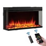 FLAMME 35”/90cm Knighton Platinum Smart Inset Media Wall Electric Fireplace 1-2-3 sided View Compatible with Alexa Deep Fuel Bed Perfect for Media Wall