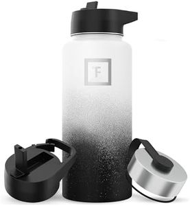 IRON °FLASK Sports Water Bottle - Wide Mouth with 3 Straw Lids - Stainless Steel Gym & Outdoor Bottles for Men, Women & Kids - Double Walled, Insulated Thermos, Metal Canteen - Day & Night, 32 Oz