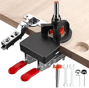 XUNTOP 35mm Concealed Hinge Drilling Jig Hole Set, Aluminum Alloy Material, Double Clip Fixed More Stable, Precision Manufacturing for Wood Furniture Door Cabinets