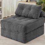 HABUTWAY Folding Sofa Bed, Convertible Sleeper Chair Bed w/Dual-Pillow & Handle, Foldable Floor Sofa Lounge w/Back Support for Living Room, Bedroom, Apartment, Office - Grey