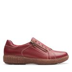 Clarks Collection Women's Caroline Janna Sneaker, Red Leather, 6.5 Wide US