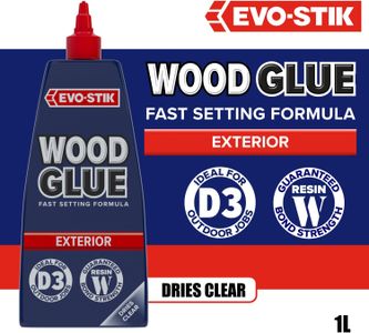 EVO-STIK Exterior Wood Glue 1L – Weatherproof, Extra Strong, Fast Setting