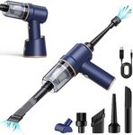 Handheld Vacuum，Car Vacuum Cleaner Cordless&Air Duster,Power Wet/Dry Use Portable Vacuum Cleaner with Multi-nozzles and Floor Brush for Vehicle/Home/Office, Pet Hair (Blue)