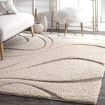 RETRO CARPET Shaggy Floor Carpets for Living Room Modern Shag Area Rugs Fluffy Ultra Soft Handcrafted Anti-Skid Carpet Bedroom Home Decorate Floor Kids Playing Mat (WHITEBEIGE,4 X 6 FEET)