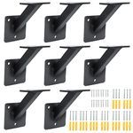 RealPlus 8pcs Handrail Brackets for Staircase Heavy Duty Steel Stair Railing Brackets Stairway Support Hardware for Wood Flat Square Railings