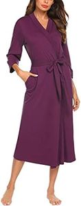 UNibelle Bata de dormir para mujer, manga 3/4, kimono, con cuello en V profundo, S-XXXL, Color rojo vino., M