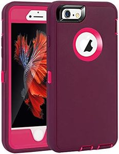 MAXCURY for iPhone 6 Plus Case, iPhone 6S Plus Case, Heavy Duty Shockproof Series Case for iPhone 6 Plus /6S Plus (5.5") with Built-in Screen Protector (Wine/Fushcia)