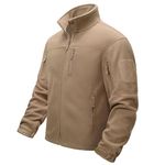 MAGCOMSEN Mens Fleece Jacket Zip Up Outdoor Jacket Tactical Jacket Winter Jackets For Men Coats With Pockets Khaki 2XL