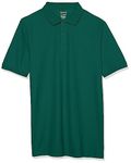 IZOD Boys School Uniform Short Sleeve Polo Shirt, Button Closure, Comfortable & Soft Pique Fabric, Hunter, 14-16 Husky