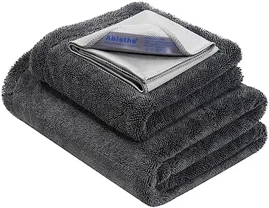 Ablethe Car Drying Towels Set Extra Large 1300gsm with Plush Edgeless, Absorbent Microfiber Drying Towels for Cars, Trucks, SUVs, 25in x 36in (Grey)