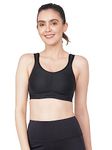 Jockey MI11 Women's Wirefree Non Padded Microfiber Elastane Stretch Full Coverage Performance Sports Bra with StayDry Treatment_Black_36B