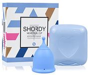 SHORDY Menstrual Cup, Silicone Cup (Small), Soft & Flexible, Coupe Menstruelle Kit for Women Up to 12 Hours of Comfort, Eco-Friendly Period Cup & Safer Alternative to Pads & Tampons (Blue)