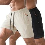 2 Pack Mens Athletic Shorts 7 Inch Quick Dry Gym Workout Shorts with Zipper Pockets, Breathable Perforated Running Shorts for Men Tennis Pickleball Hiking Basketball Sports Training