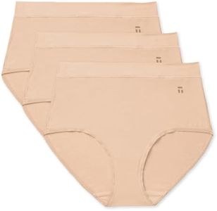 Tommy John Supima Cool Cotton Women's Underwear, High Rise Briefs, Fabric Breathable Underwear for Women, High Waisted Ladies Briefs, Full Coverage Panties, Maple Sugar, X-Small, 3 Pack