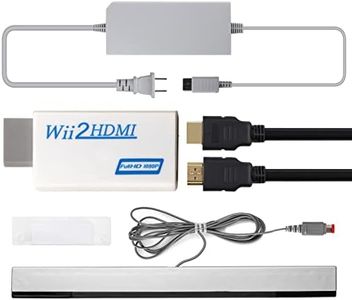 4 in 1 Wii to HDMI Adapter + Wii Power Cord AC Adapter + Wii Sensor Bar Wired Motion Sensor Bar + 5ft High Speed HDMI Cable Compatible with Nintendo Wii (Not for Wii U)