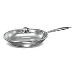 Preethi Metallica Collection Triply Stainless Steel Frypan with Glass Lid, 26 cm, Gas & Induction Compatible, Metal Spatula Friendly