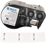 Brady Self-Laminating Vinyl Label Tape (M-143-427) - Black on White, Translucent Tape - Compatible with BMP41, BMP51, and BMP53 Label Makers - 1.25" Height, 1" Width, Black on White/Semiclear