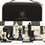 A&A Tournament Chess Set / 20'' x 20'' Foldable Silicone Chess Board / 3.75'' King Height Plastic Quadruple Weighted Classic Staunton Pieces/Storage Bag