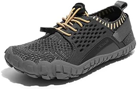 NORTIV 8 Kids Water Shoes Boys Girls Lightweight Athletic Outdoor Quick Dry Barefoot Sports Shoes(Toddler/Little Kid/Big Kid) Aqua,Size 4 Big Kid,Dark Grey