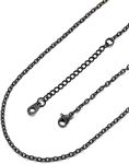 FaithHeart Solid Slim Chain Necklace 2MM with Sturdy Stainless Steel Clasp Black Italian 24 In Chains for Female Singer Decorations