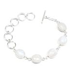 KIRTI GLOBAL Natural Rainbow Moonstone Bracelet for Women Rainbow Moonstone Adjustable Bracelet 5 Stone Bracelet
