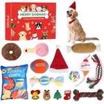 ANOTION 12 Days Christmas Dog Toys Advent Calendar 2024 – Interactive Squeaky Dog Toys Set for Small to Large Dogs, for Aggressive Chewers, Includes Chew Toys, Ropes, Balls, and More