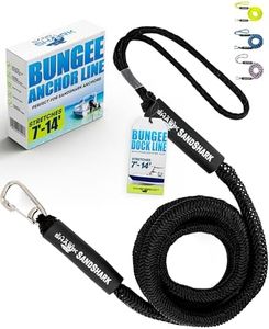 SandShark Premium Anchor Bungee Dock Line. Boat Accessories Anchor Line Absorbs Shock to Anchors and Docks w/Stainless Steel Clip - Black - 7-14ft