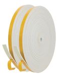 Weather Stripping Self Adhesive Foam Tape 6mm(W) x 1.5mm(T) Window Door Draught Excluder SoundProof Weather Strip Tape Seals for Gap Seal,2 Rolls, Total 20M Long White