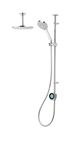 Aqualisa OPQ.A2.EV.DVFC.20 Optic Q smart shower (exposed) with adjustable handset and fixed ceiling head - with integral pump for gravity fed systems, Chrome, 98.0 mm*34.0 mm*98.0 mm