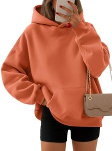 EFAN Women's Oversized Comfort Fleece Hoodies, Cozy Trendy Pullover Sweatshirts with Pockets For Fall & Winter Orange S