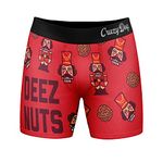 Deez Nuts Mens Boxers Funny Christmas Nutcracker Hilarious Graphic Underwear (Red) - L