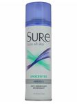 Sure Anti-Perspirant & Deodorant Aerosol Spray Unscented, 6 oz (Pack of 6)