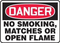 Accuform MSMK025VA Aluminum Safety Sign, Legend"Danger NO Smoking, Matches OR Open Flame", 10" Length x 14" Width, Red/Black on White