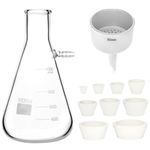 QWORK Buchner Funnel Kit Filter Flask Set, 1000ML Vacuum Flask 80mm Funnel, Borosilicate Glass Heavy Wall Filtering Flask