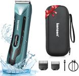 kensen Body Hair Trimmer for Men, Electric Groin Hair Trimmer, Rechargeable Ball Shaver Groomer, Replaceable Ceramic Blade Heads, Waterproof Wet/Dry Clippers, Male Pubic Hair Hygiene Razor (Green)