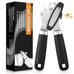 Can Opener, 3 in 1 Stainless Steel Tin Openers with Magnet, Heavy-Duty Manual Can Openers with Non-Slip Handle and Smooth Edge, Perfect Kitchen Tool