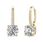 EVER FAITH 925 Sterling Silver CZ Prong Setting Gorgeous Bridal Prom Leverback Dangle Earrings, Sterling Silver Cubic Zirconia, Cubic Zirconia