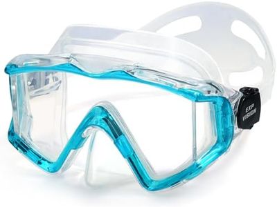 Anti Fog Diving Mask for Snorkeling and Swimming, Panoramic Wide View Professional Goggles with Nose Cover for Adult. Soft and Comfortable Silicone Swim Mask (Clear Blue)