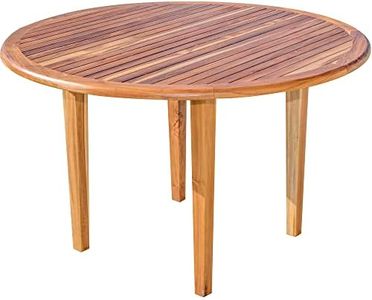 EcoDecors Mid-Century Style Solid Teak Wood Oasis Round Dining Table 48" Wide in Water Resistant Earthy Teak Finish for Indoors and Outdoors