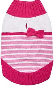 Blueberry Pet Valentine Pinky Princess Designer Chenille Dog Jumper with Bow Decor, Back Length 51cm, Pack of 1 Clothes for Dogs