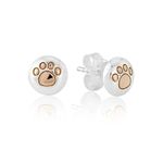 Gemma J 14ct Rose Gold and Sterling Silver Paw Print Earrings - from the Gemma J 'Woof' Collection