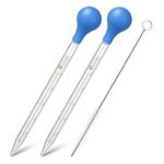 Hyber&Cara 2 Pcs 10ml Glass Pipette Dropper Graduated with Rubber Suction Bulb + 1 Pc Cleaning Brush