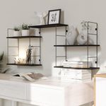 TrueFurnished DIY Floating Shelves for Living Room Bedroom Bathroom Kitchen Wall Shelf for Home Office Storage and Display Racks for Wall Home Office Night Stand Set of 5-Black