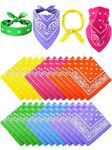 36 Pieces Paisley Bandana Novelty Headband Square Scarf Cowboy Bandanas for Halloween Party Costume (Bright Color)