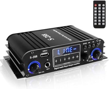 Romicta 4 Channel Bluetooth 5.0 Stereo Amplifier, 50Wx4 HiFi Power Amp, 1200W Max, USB/SD/FM, Class D Home Audio Receiver for Home Theater & Karaoke, Includes Remote & Power Adapter