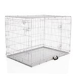 Cozy Pet Dog Cage 42" Light Grey Metal Tray Folding Puppy Crate Cat Carrier Dog Crate. DC42G