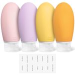 100ml Travel Bottles for Toiletries, Opret 4 Pack Leak Proof Silicone Travel Size Containers TSA Approved BPA Free Refillable Squeezable Travel Accessories for Shampoo Conditioner Lotion