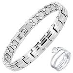 Feraco Magnetic Bracelet for Women Titanium Steel Magnetic Bracelet with Neodymium Magnets, Christmas Jewelry Gifts, Metal, no gemstone